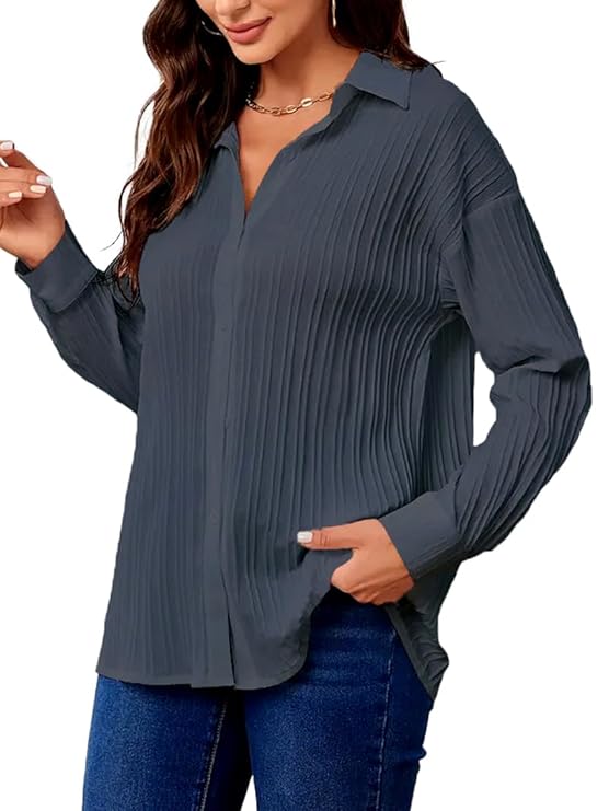 CB-COLEBROOK Oversized Textured Beach Summer Shirt for Women | Shirt for Women Stylish Western | Women Long Shirt Top | Women Casual Shirt