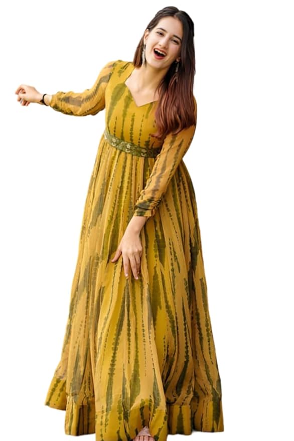 Kedar Fab Women Digital Print Georgette Anarkali Gown