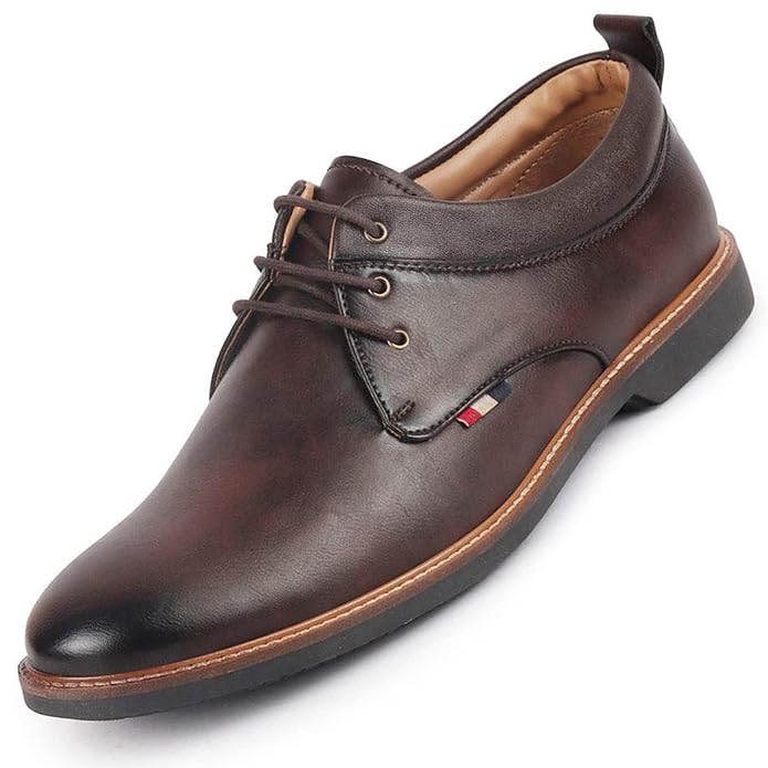 FAUSTO Men's Formal Lace Up Oxford Shoes for Office|Meetings|Daily|Comfort|Fashion|Stylish|Parties|Outdoor|Occasions|Lightweight with TPR Welted Sole (6-13 UK)