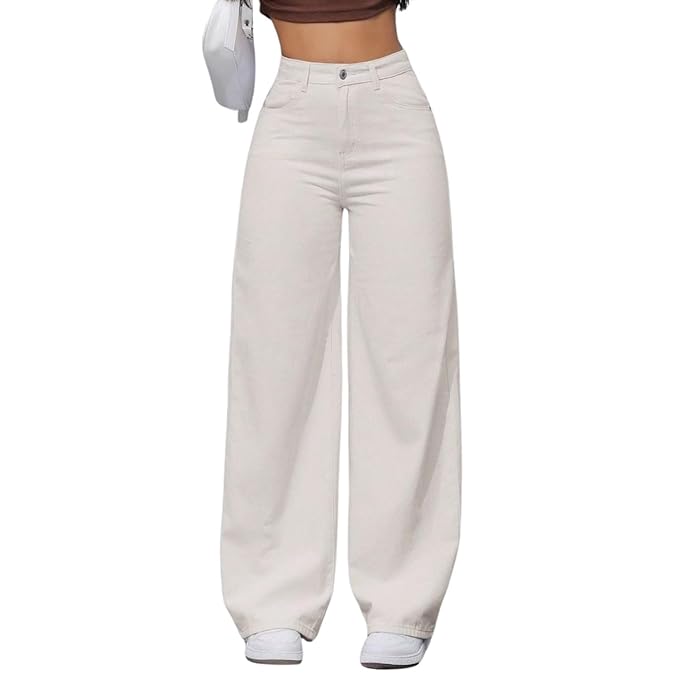 NU CLOTHS Women High Waist Wide Leg Denim Baggy Jeans
