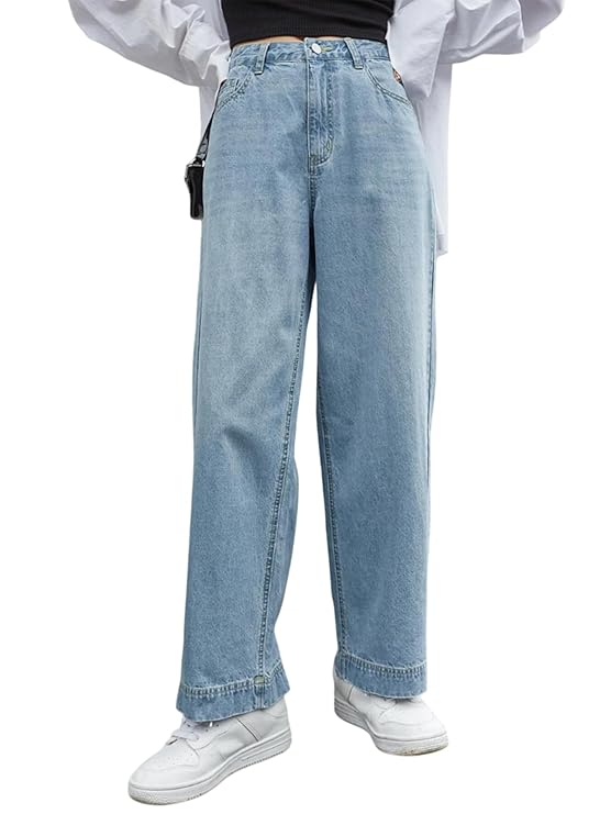 KOTTY Women's Relaxed Fit Solid Comfortable and Strechable Jeans