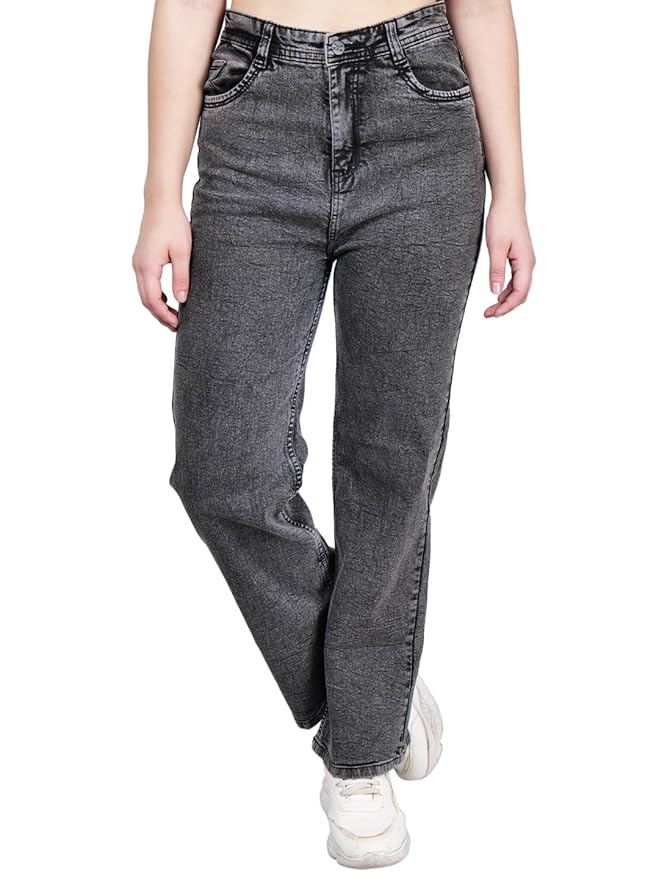 ZXN Clothing Women's Reguler Fit Modern Regular High Rise Strechable Solid Clean Look Jeans- Dark Grey…