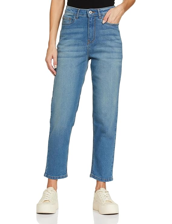 Amazon Brand - Symbol Women High Rise Ankle Length MOM Fit Jeans