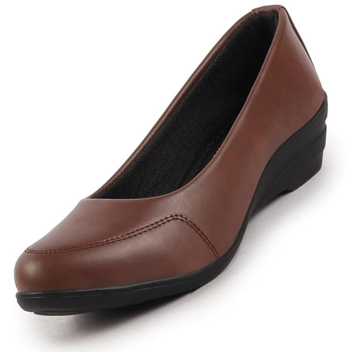 FAUSTO Women’s Formal Platform Wedge Heel Slip On Ballerina Shoes