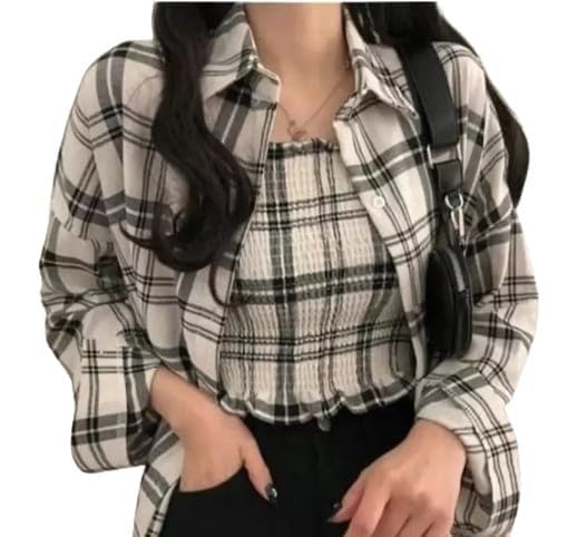 Shabana Creation White Check Shirt with Top