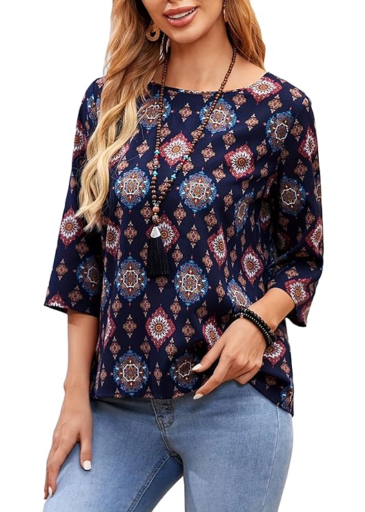 Bollyclues Women’s Printed Rayon Shirt Top for Women | Western Shirt for Women Stylish Latest | Office Wear Crop Top Blouse(TO-02)