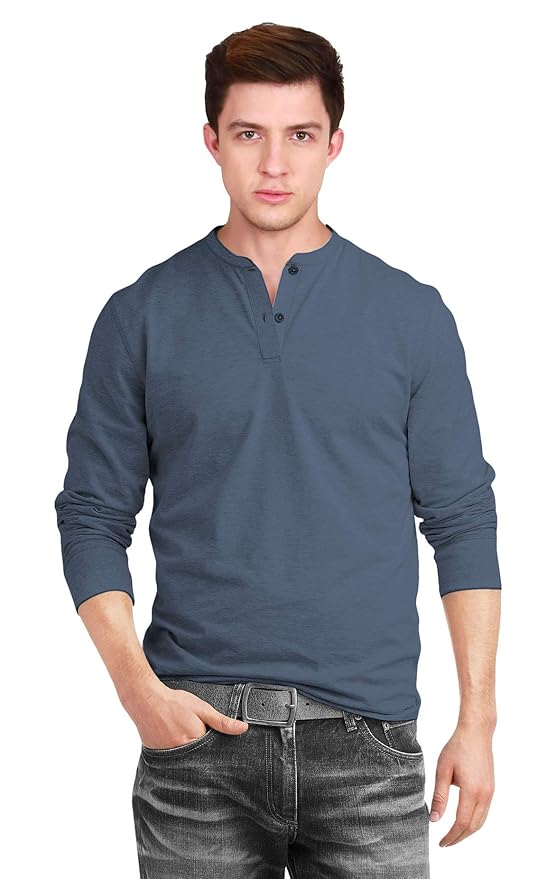 fanideaz Men’s Cotton Full Sleeve Henley T Shirts for Men