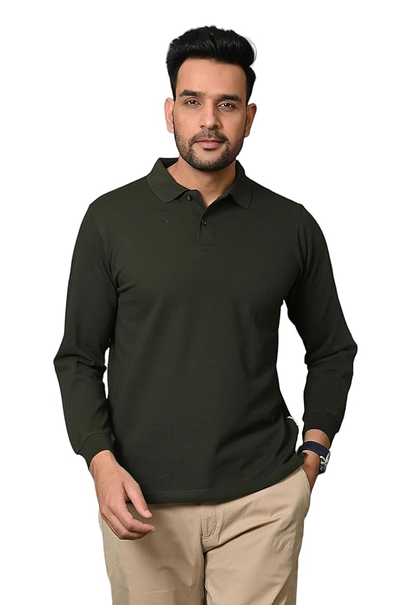 ARBOUR Men Polo Neck Full Sleeves Casual T-Shirt Comfortable & Stylish Men’s T-Shirt