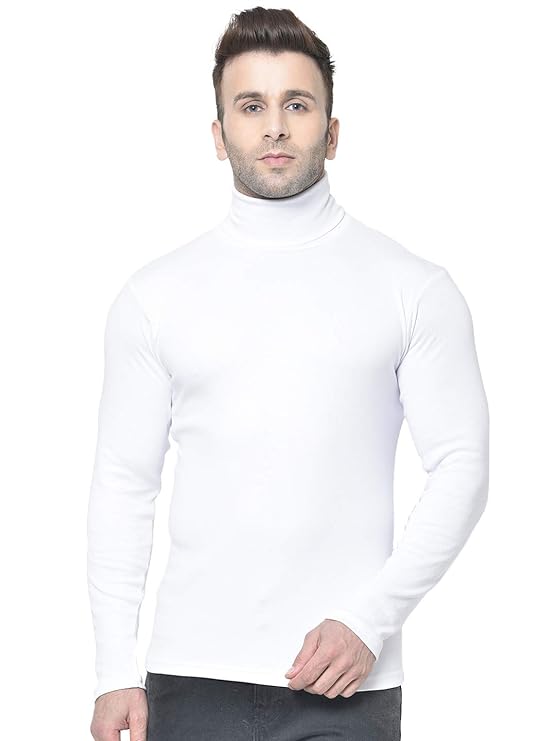 CHKOKKO Winter Wear Cotton Plain Full Sleeve Turtle Neck T Shirt for Men