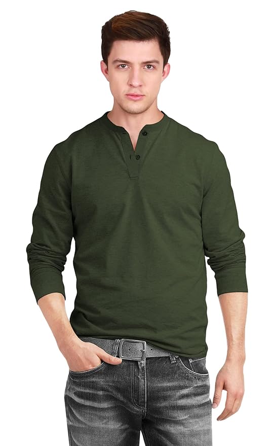 fanideaz Men’s Cotton Full Sleeve Henley T Shirts for Men
