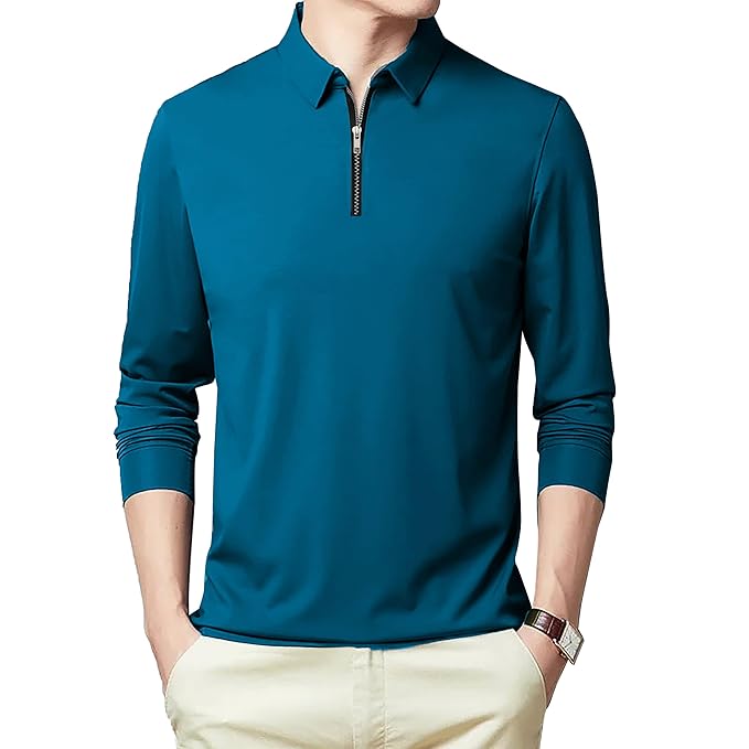 JUGULAR Men's Cotton Full Sleeve Regular Polo Neck T-Shirt