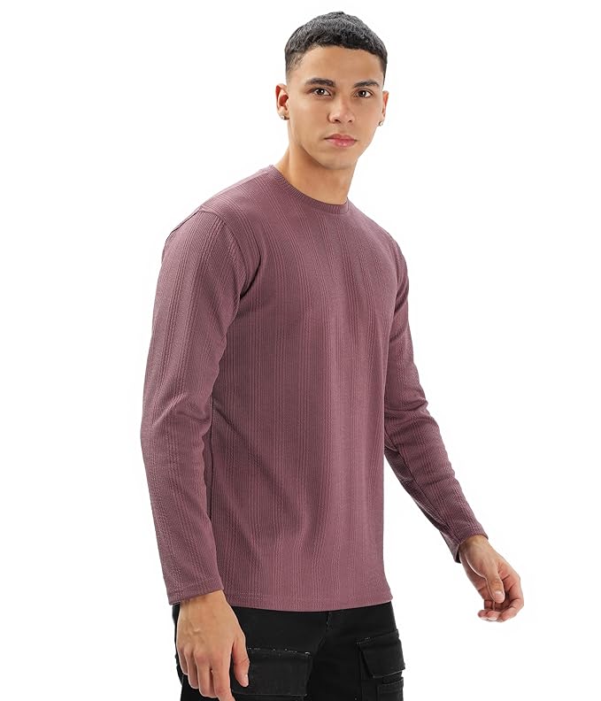 SHODOX®Mens Solid Round Neck Full Sleeve Regular fit Tshirt (Pack of 1)