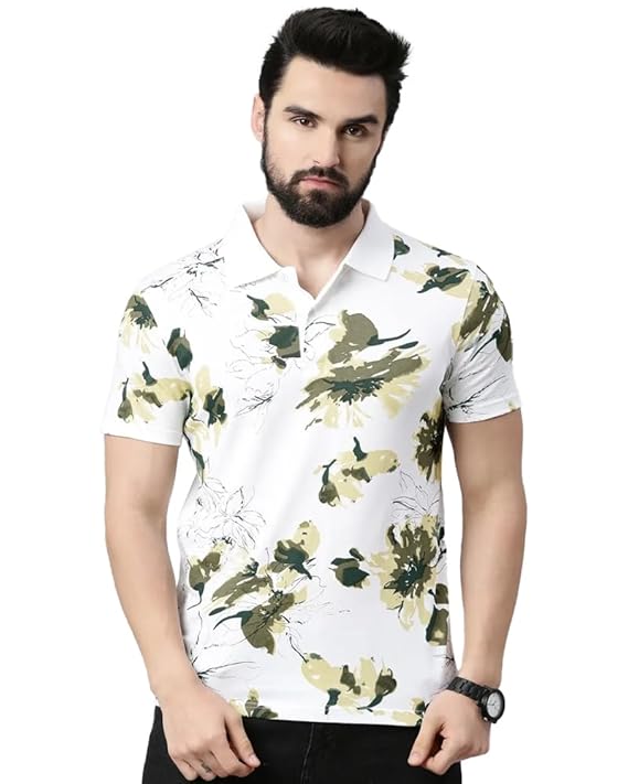 Noble Monk Men’s Polo Neck Printed Regular Fit Half Sleeve T-Shirt