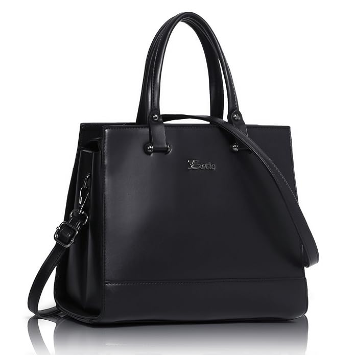 EXOTIC Women Feminina Solid Top Handle Tote Hand Bag (BLACK)