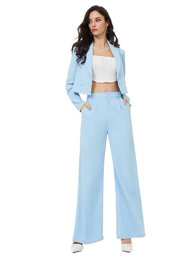 KOTTY Women’s Solid Relaxed Fit Full Sleeve Co-ord Blazer and Trouser Set.