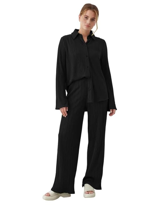 SIRIL Women’s Co-Ord Set Crepe Shirt and Pant Set | Two Piece Co-ord Set | Office Wear Co-ord Set