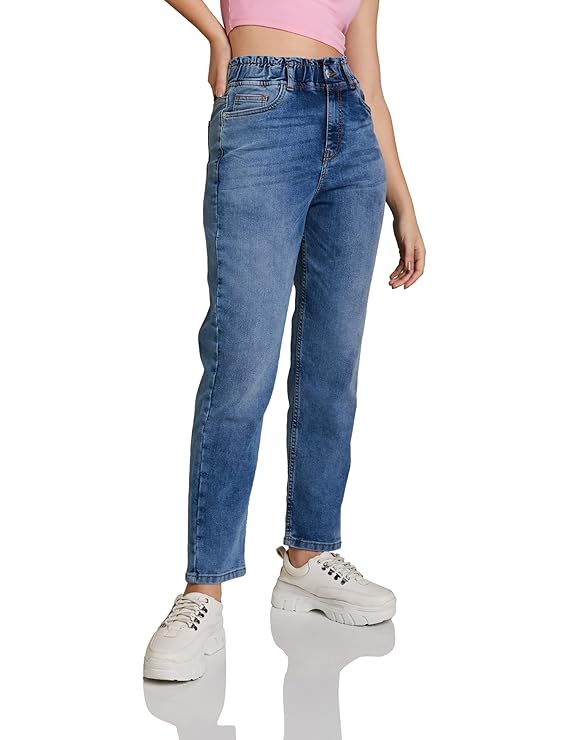 Amazon Brand - INKAST Women's High Rise Ankle Length MOM Fit Jeans