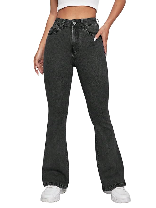 KOTTY Women's Cotton Lycra Blend Boot Cut Leg Jeans
