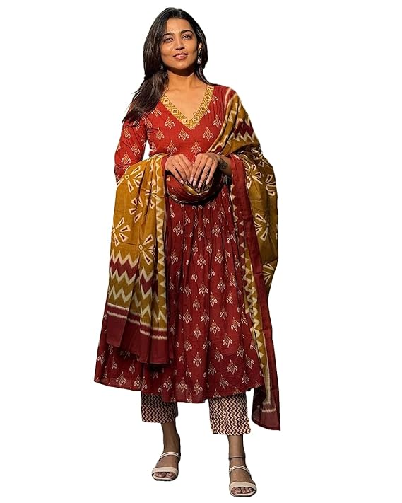 KLOSIA Women Viscose Straight Printed Kurta Pant With Dupatta