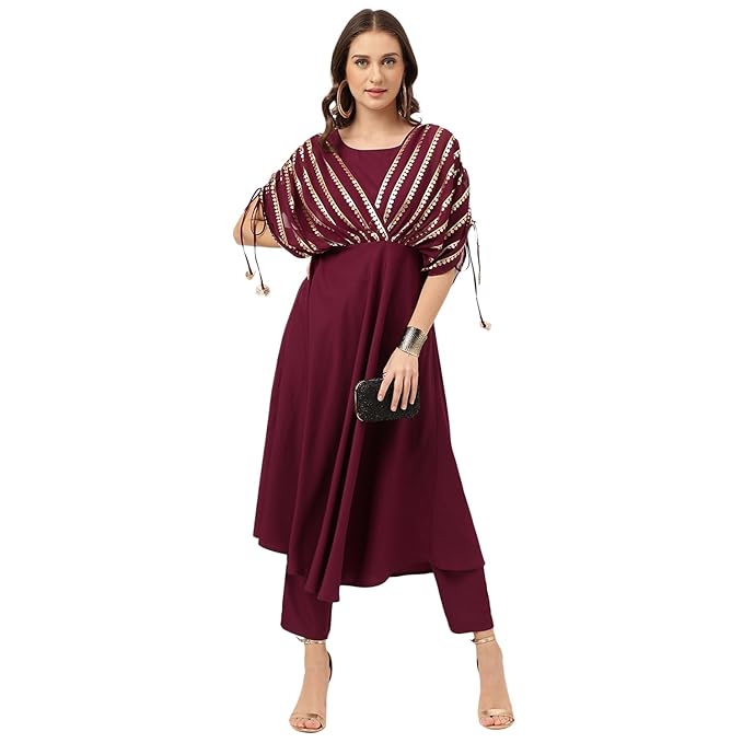 FIORRA Women's Poly Crepe A-Line Kurta & Pant