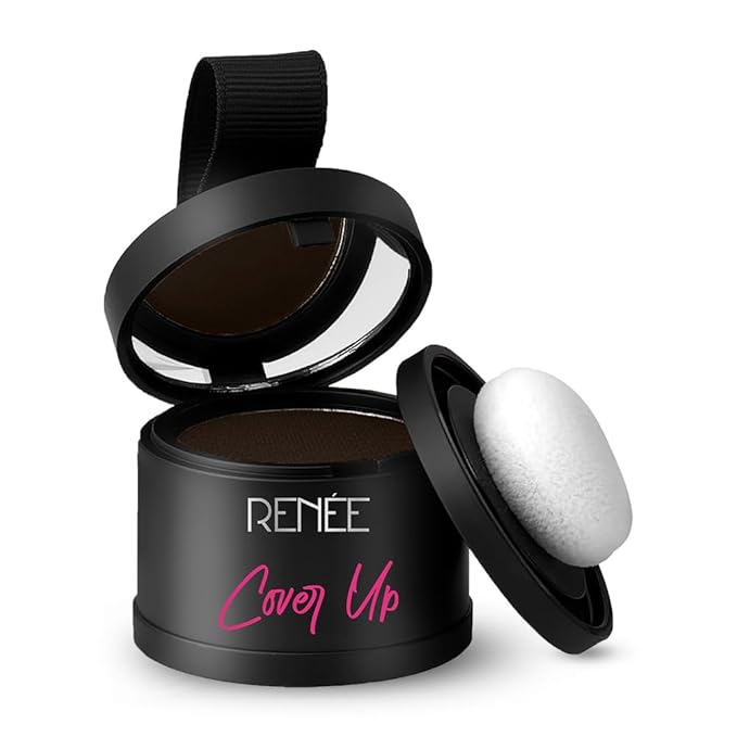 RENEE Cover-Up Hair Powder- Brown, Helps Cover Grey Roots & Bald Spots Instantly, Highly Pigmented, Fuller and Denser, Long-Lasting & Matte Finish, Super-Fine Powder for Flawless Application, 4gm