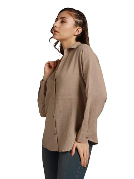 HIGH STAR Women’s Solid Oversized Fit Shirt