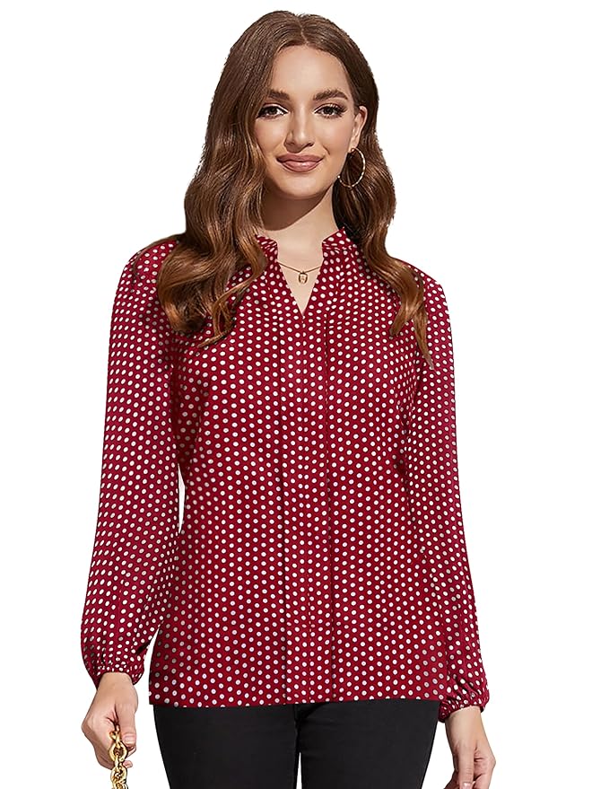KERI PERRY Women’s Maroon Muslin Polka Dot Straight Western Top | Winter Top | Western Top | Top for Women | Latest Women Top | Trendy Women Top