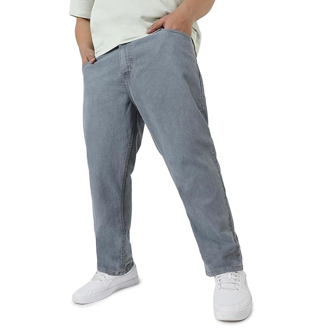 Urbano Plus Men’s Light Grey Regular Fit Denim Jeans Stretchable (plusepsjeanp-lgrey-42)