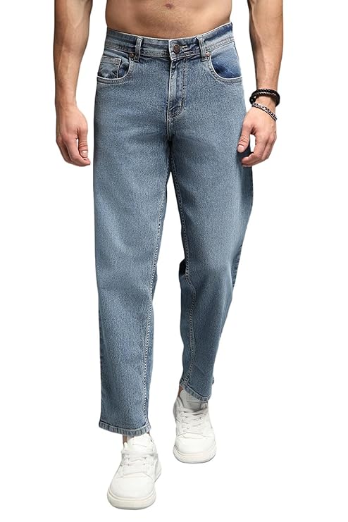 High Star Men Blue Relaxed Fit Light Fade Stretchable Jeans