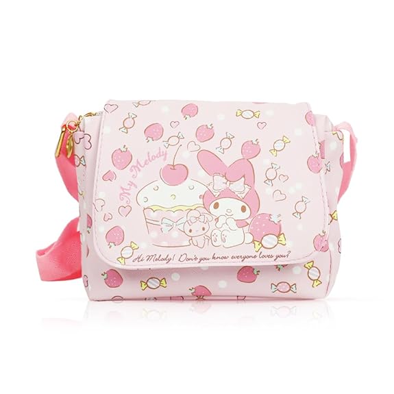 PATPAT Sanrio Sling Bag for Girl, Kawaii Girls Crossbody Bag Canvas Hand Bag Cartoon Cute Small Phone Bags Purse Coin Wallets Mini Shoulder Bag Gift for Girls Women, 20x15x7cm