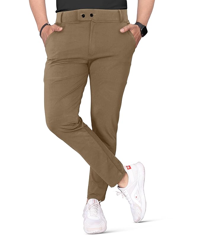 Mehrang Men’s Stretchable Stretchable Formal Pant Trousers | Stylish Slim Fit Men’s Wear Trousers for Office or Party | Polycotton Knitted Fabric
