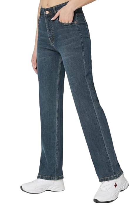 FashionFibre Women's High-Rise Straight Fit Stretchable Jeans