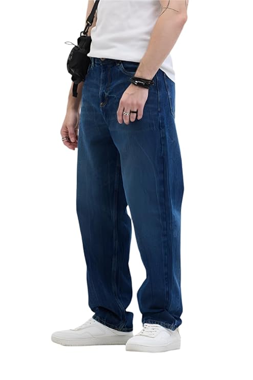 Snitch Lars Blue Plain Loose Fit Jeans