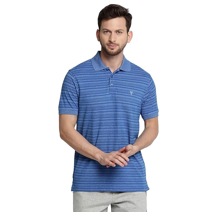 Van Heusen Men Athleisure Polo Regular Fit T-Shirt – Cotton Rich – Ultra Soft, Short Sleeve, Heathered