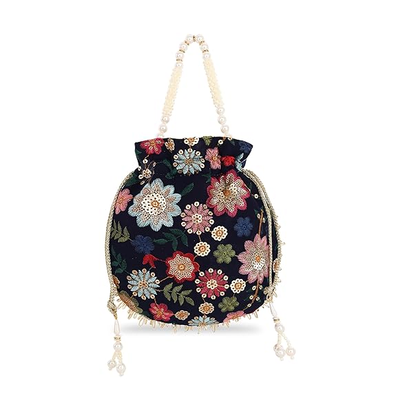Lavie Women’s Jiya Floral Embriodered Potli | Ladies Purse Handbag