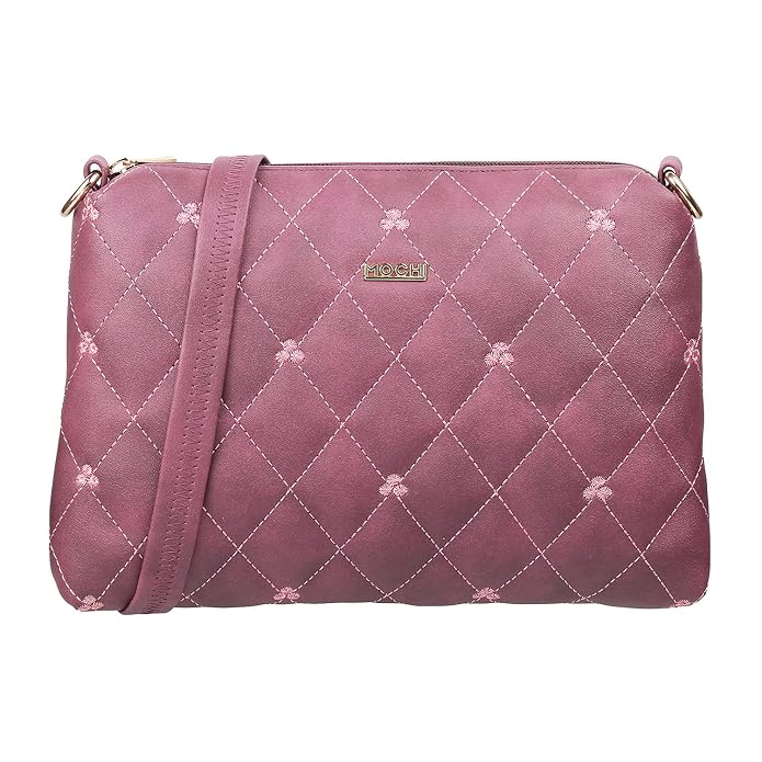Mochi Women Purple Zip Top Sling Bag (66-7354)