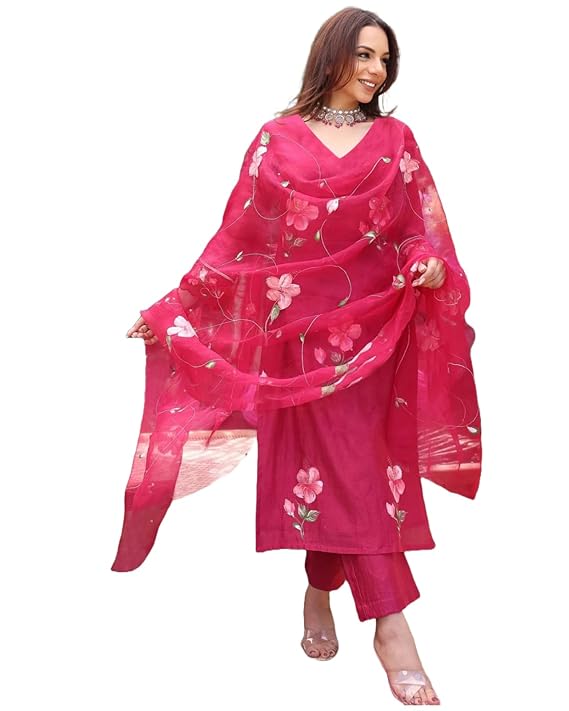 ANNI DESIGNER Women's Rayon Viscose Printed Straight Kurta with Pant & Dupatta