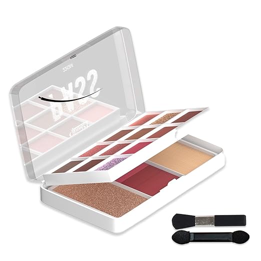 Glam21 Pocket Pass All-in-one Makeup Face Palette| Eyeshadows, Compact, Blush, Highlighter with Brushes| Highly Pigmented | Mix of Mattes & Shimmers |Travel-Friendly |Premium Pass