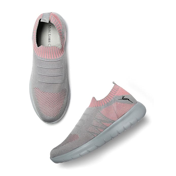 Marc Loire Women’s Lightweight Athleisure Knitted Active Wear Slip-On Sneaker Shoes for Sports, Athletics and Walking