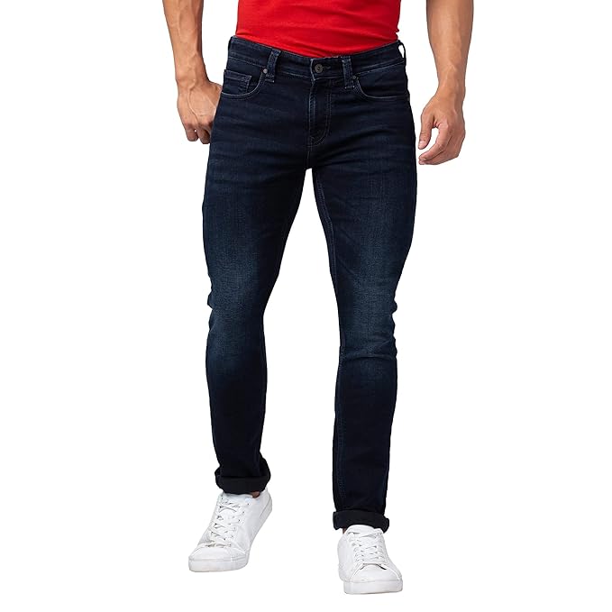 Spykar Men Dark Blue Cotton Slim Fit Narrow Length Jeans (Skinny)