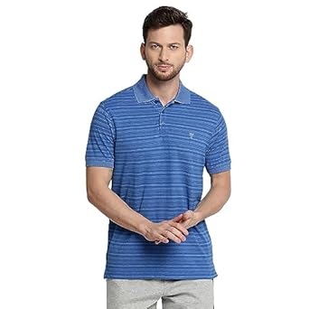 Van Heusen Men Athleisure Polo Regular Fit T-Shirt – Cotton Rich – Ultra Soft, Short Sleeve, Heathered