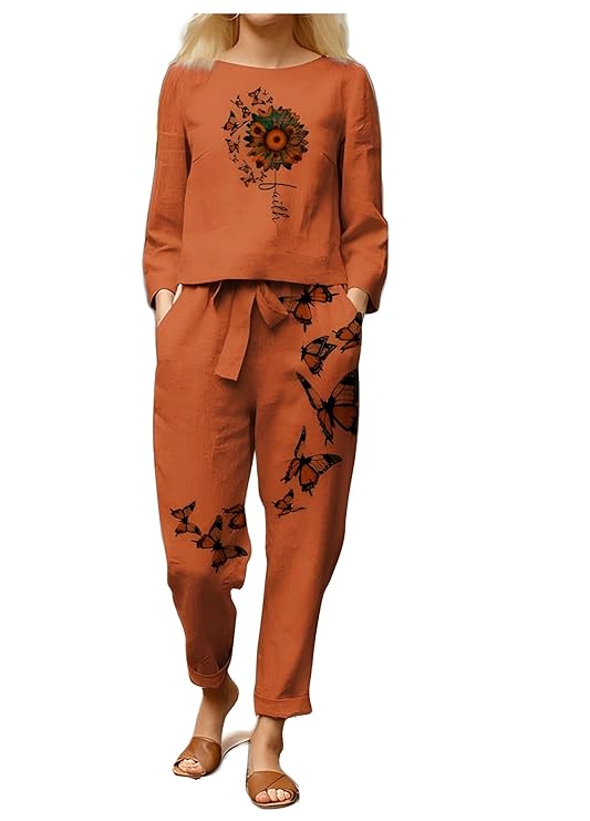 StyleScope Women’s Cotton Blend Butterfly Printed Crop Top Co-Ords Set|Coordinate Set|Summer Wear| Printed Crop Top with Pant Set (CS Butterfly)