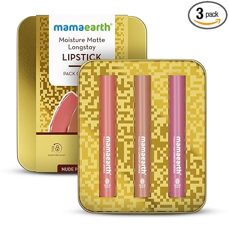 Mamaearth Moisture Matte Long Stay Lipstick Minis Gift Set – Nude Perfection | 8 Hour Moisture Lock | Up to 12-Hour Long Stay | Smudge Proof | Travel-Friendly | Gifting For Valentine’s Day, Birthday, Anniversary & Special Occasions | Premium Gift Pack