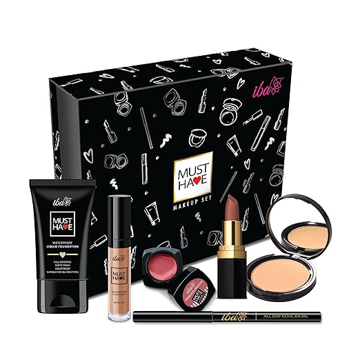 Iba Must Have Makeup Set (Medium) | Gifts for Women | Waterproof Foundation, Concealer, Matte Compact, Lip & Cheek Tint, Matte Lipstick, Smudge Proof Kajal | Eid Makeup Gift Set for Women | Makeup Kit for Women