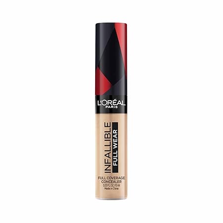 L'Oréal Paris Full Coverage Concealer, Waterproof Formula, For Undereye Circles and Blemishes, For Highlighting and Contouring, Infallible, Shade: 314, 10g