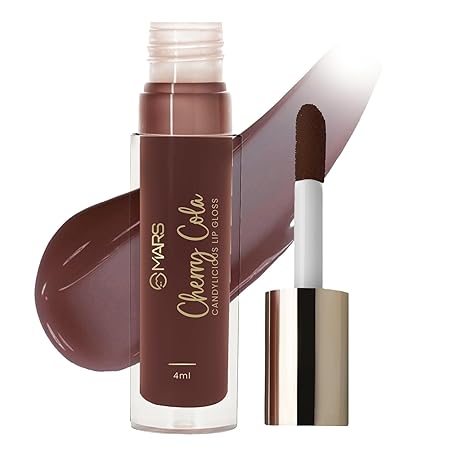 MARS Candylicious Colored Lip Gloss for Women | Hydrating & High Shine | Lightweight Weight | Non-Sticky | Enriched with Vitamin-E, Hyaluronic Acid & Avocado Ester (4.0ml) (08-Cherry COLA) (Glossy)