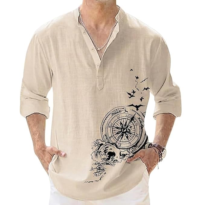 DEELMO Men Long Sleeve Shirt