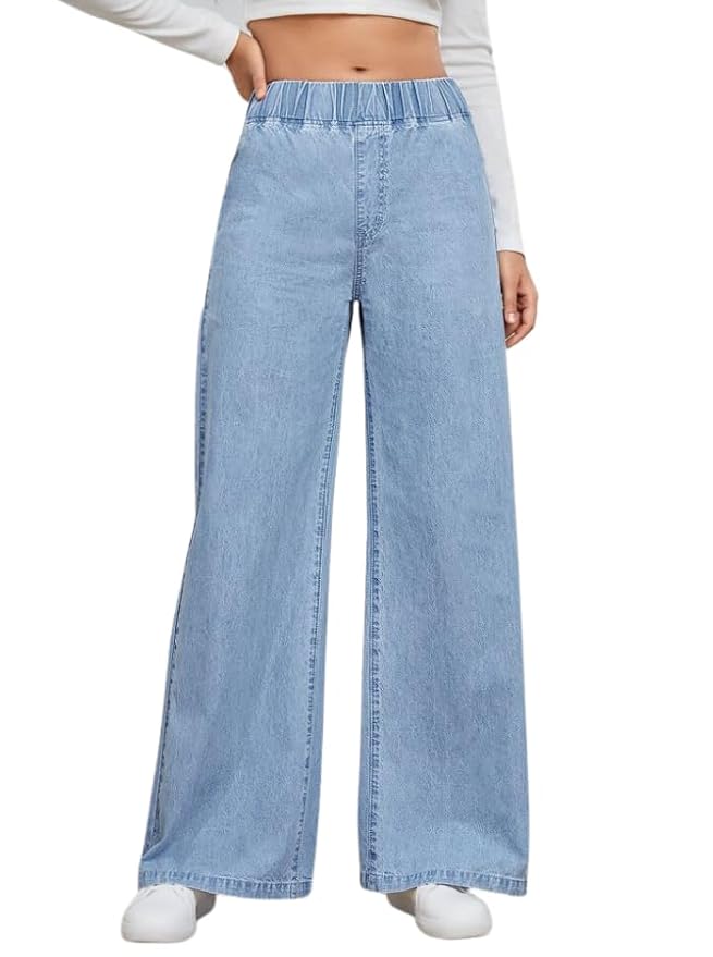 Women’s High-Waisted Wide-Leg Jeans, Casual Denim Pants