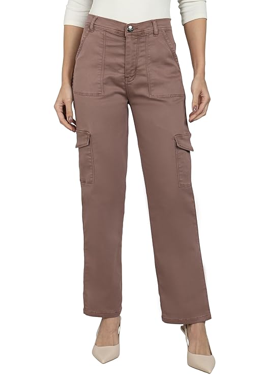 Nifty Women’s Denim Relaxed Fit Color Cargo Jeans