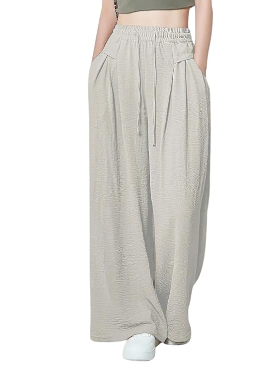 GRECIILOOKS Women’s Loose Fit Polycotton Trousers